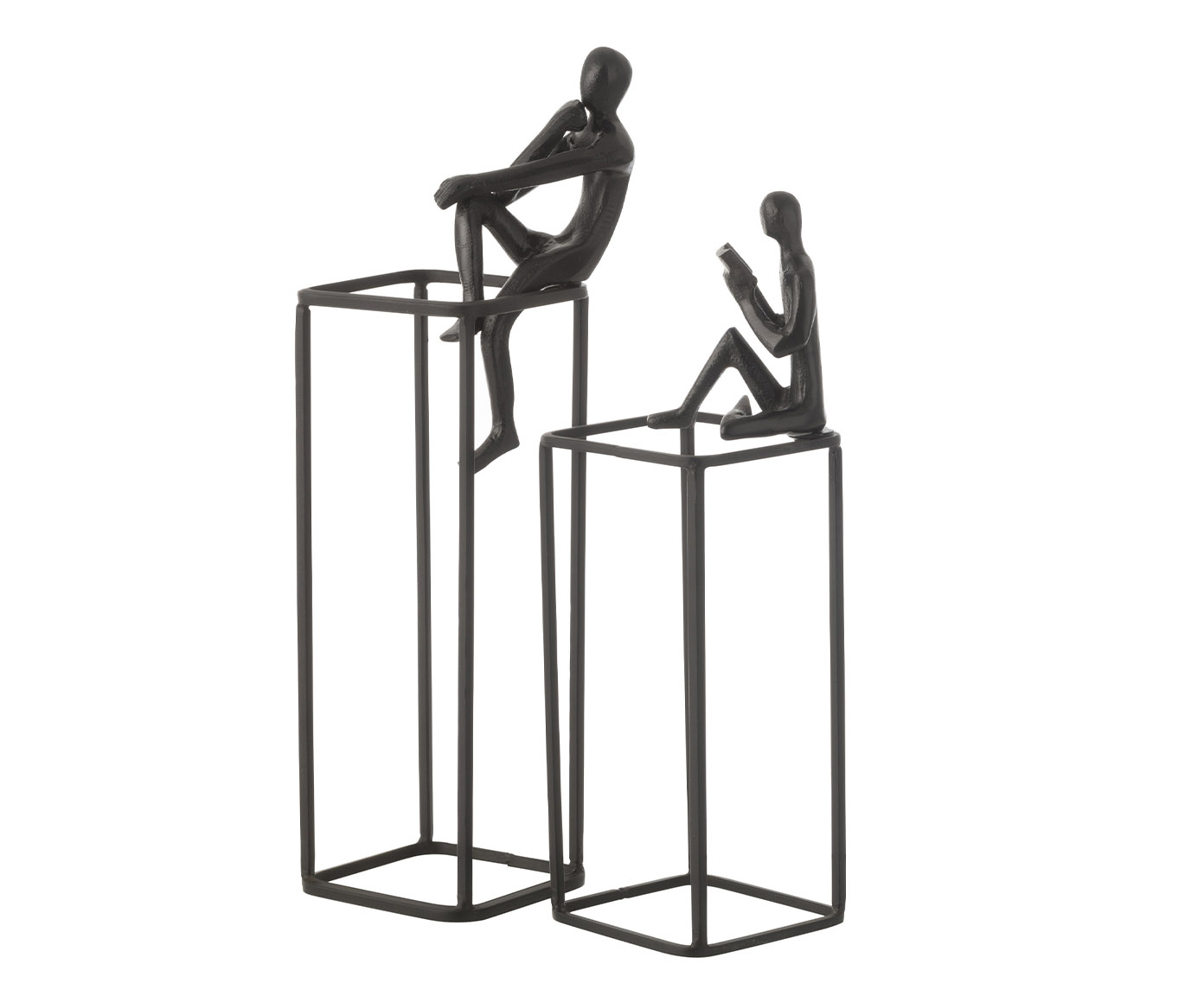 Escultura Figura Lendo Livro no Cubo - image 1