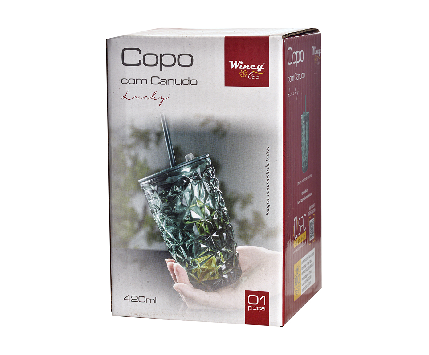 Copo com Tampa e Canudo Lucky Verde - 420 ml image number 2