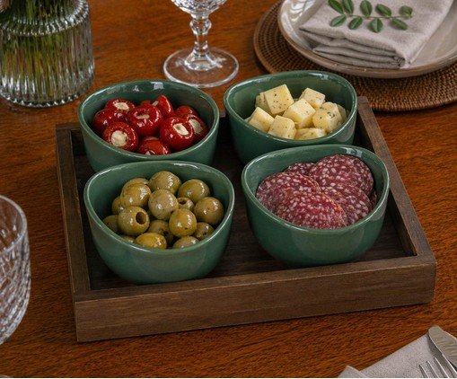 Jogo de Petisqueiras com Bandeja Provence Degrad&ecirc; Verde image number 2