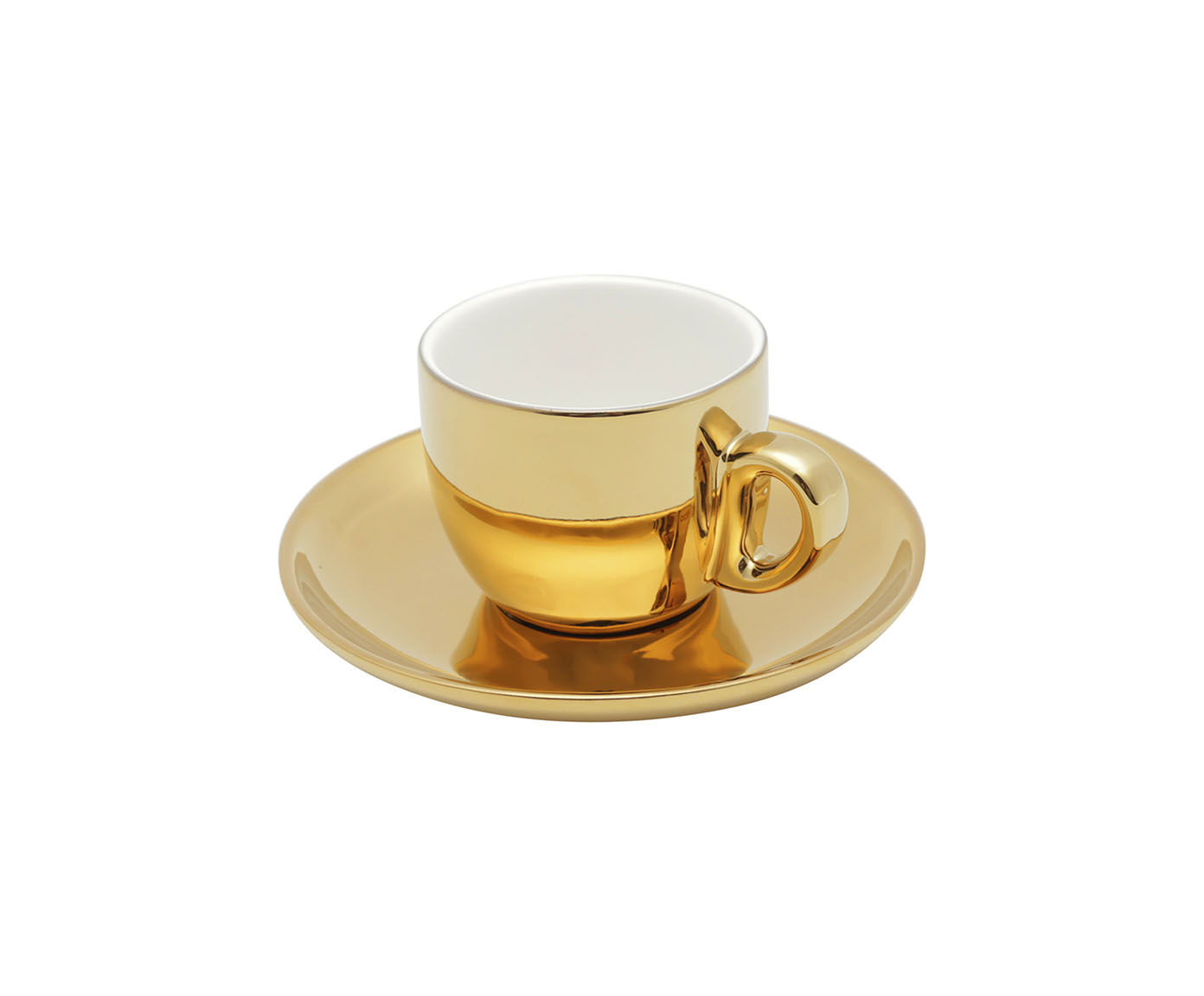 Jogo de X&iacute;caras para Caf&eacute;em Porcelana com Suporte Versa Dourado image number 3