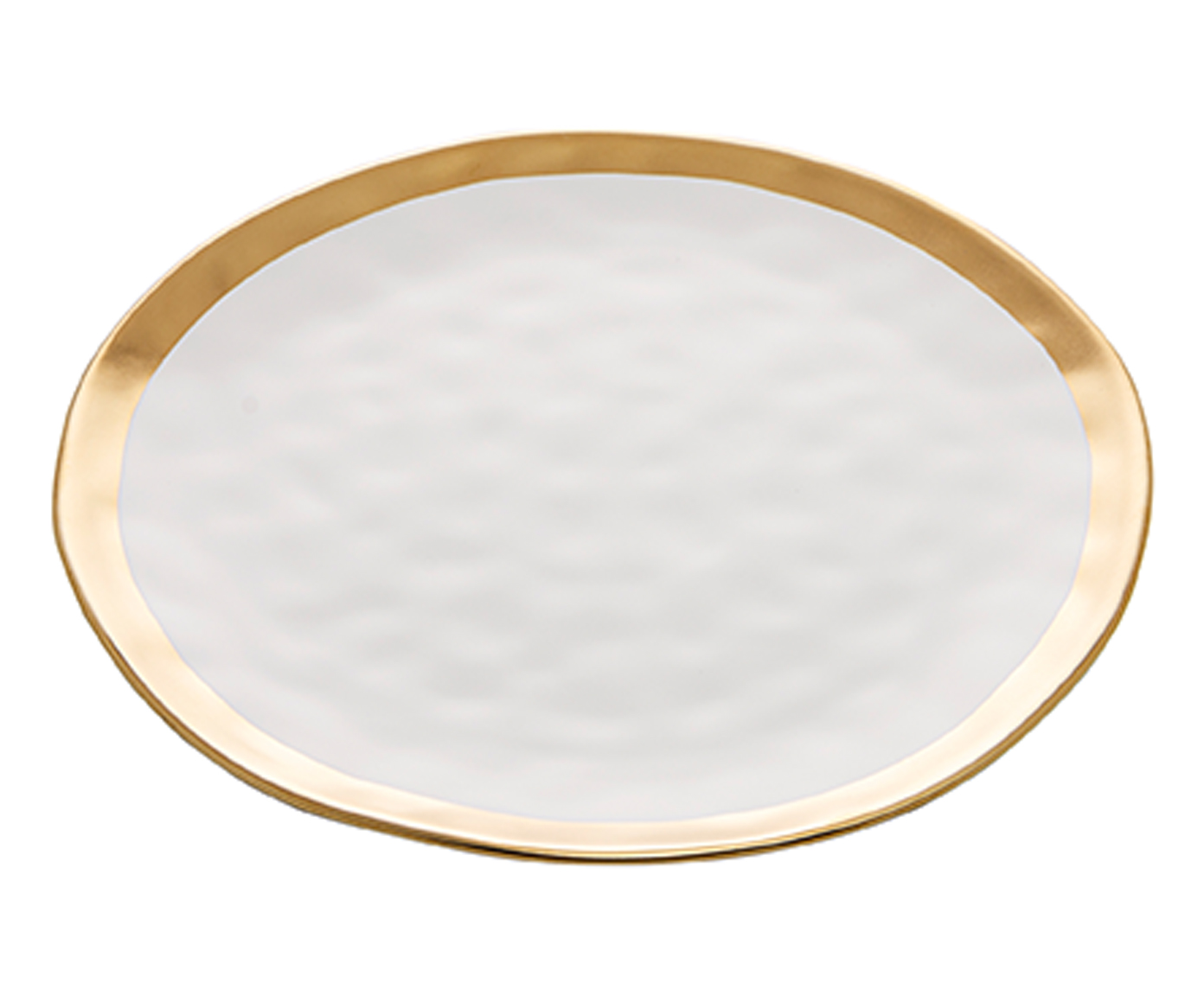 Prato Raso em Porcelana Branco e Dourado Dubai - image 1