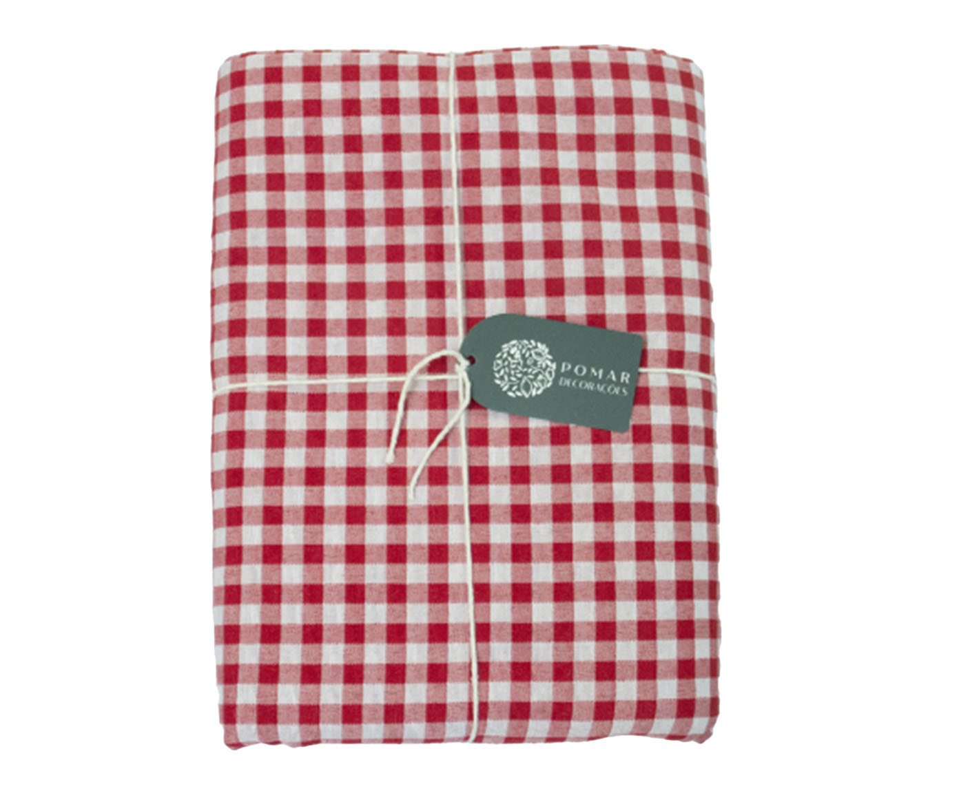 Toalha de Mesa Xadrez Vermelho e Branco Redonda - image 0