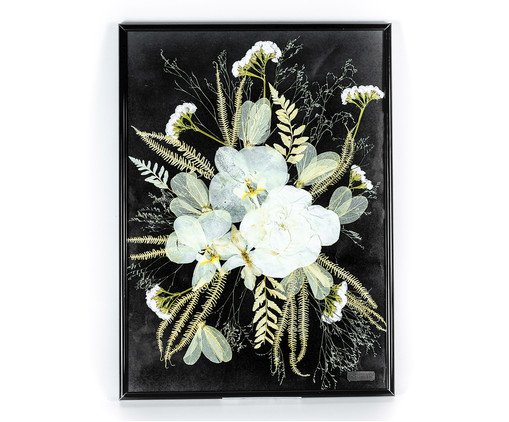 Jogo de Quadros Decorativos Retangular Floral Preto image number 2