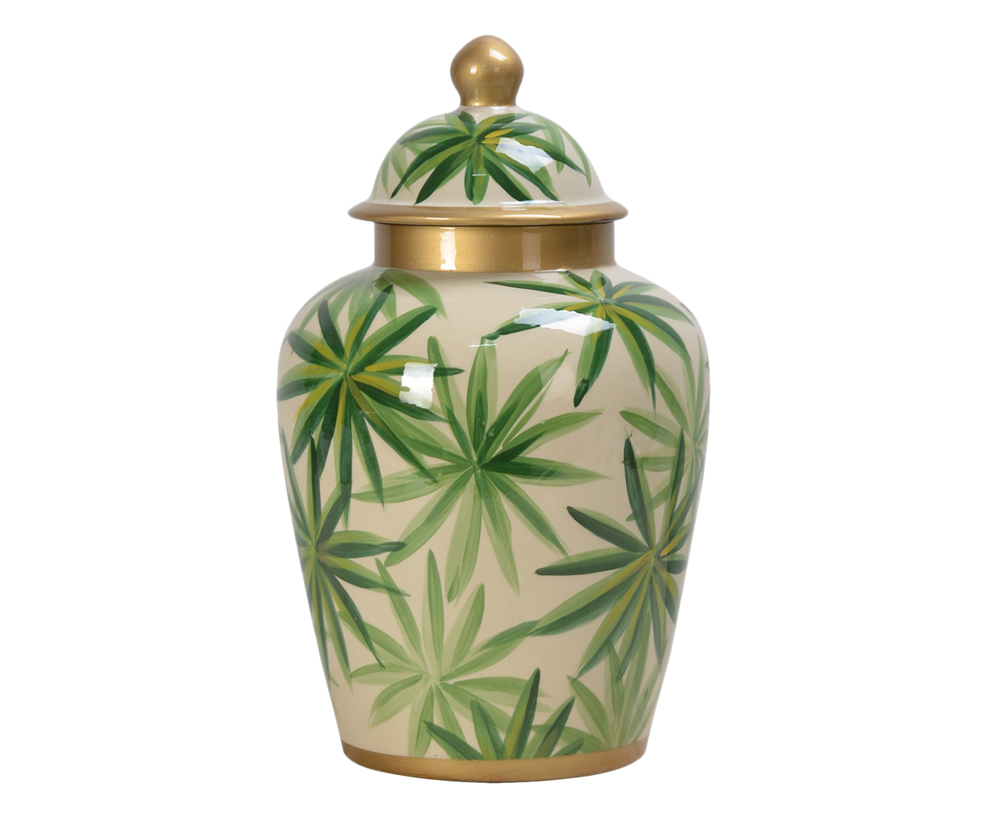 Pote Decorativo em Porcelana Folhas Lupino image number 0