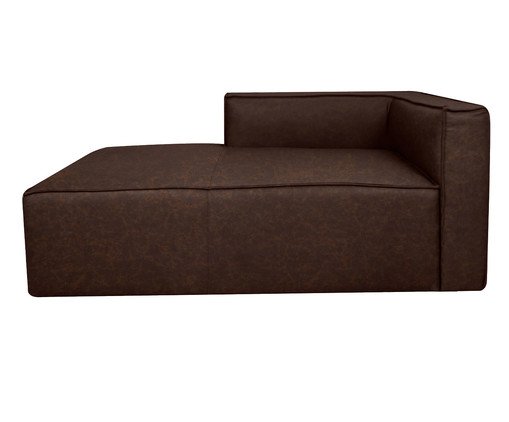 Sof&aacute; M&oacute;dulo Chaise Mensa em Couro Marrom image number 2