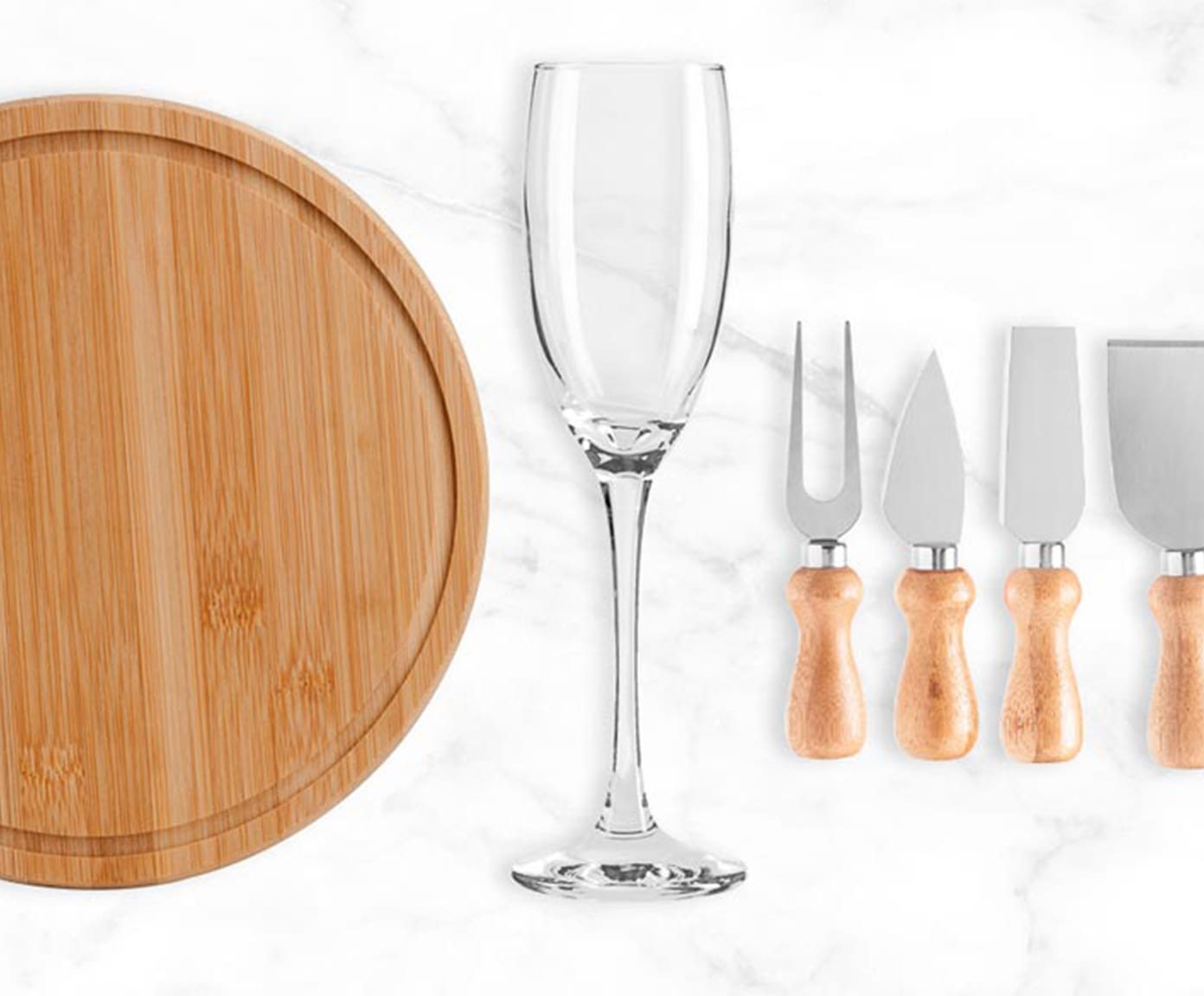 Jogo para Queijo E Champagne em Inox E Bambu Inave - image 1