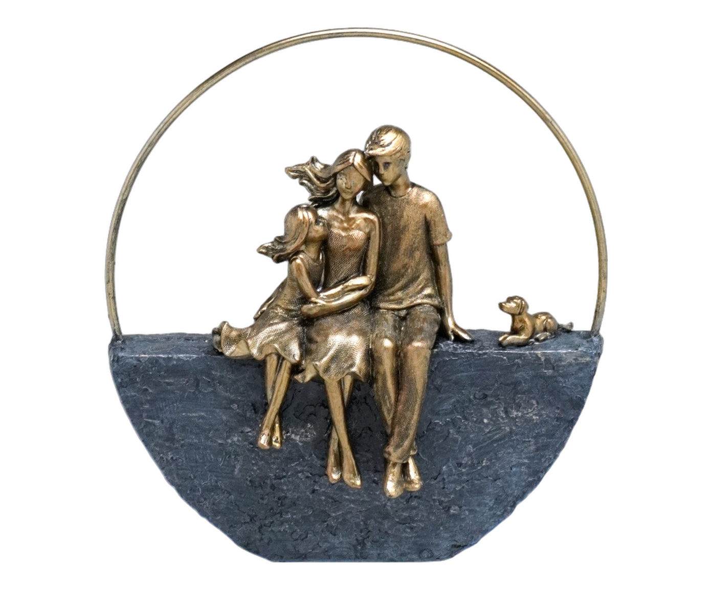 Fam&iacute;lia com Pet Decorativa Essentia Cinza e dourado image number 0