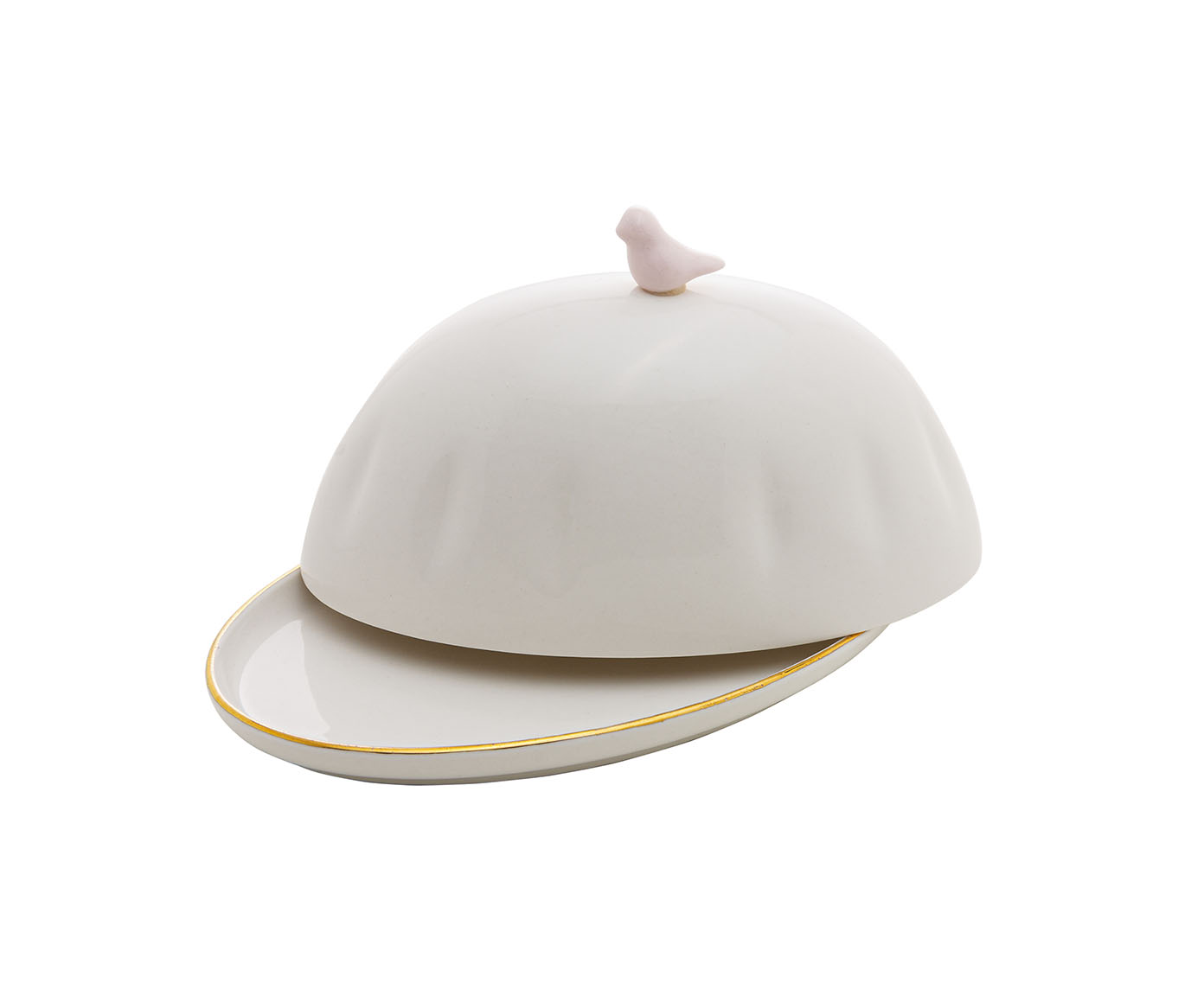Manteigueira de Porcelana Birds Branco image number 4