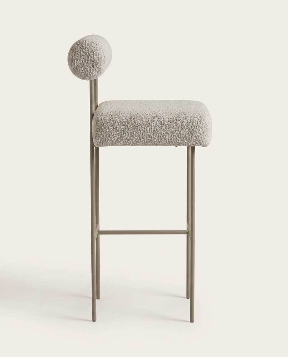Banqueta Alta Rolinho Boucl&eacute; -Taupe - image 1