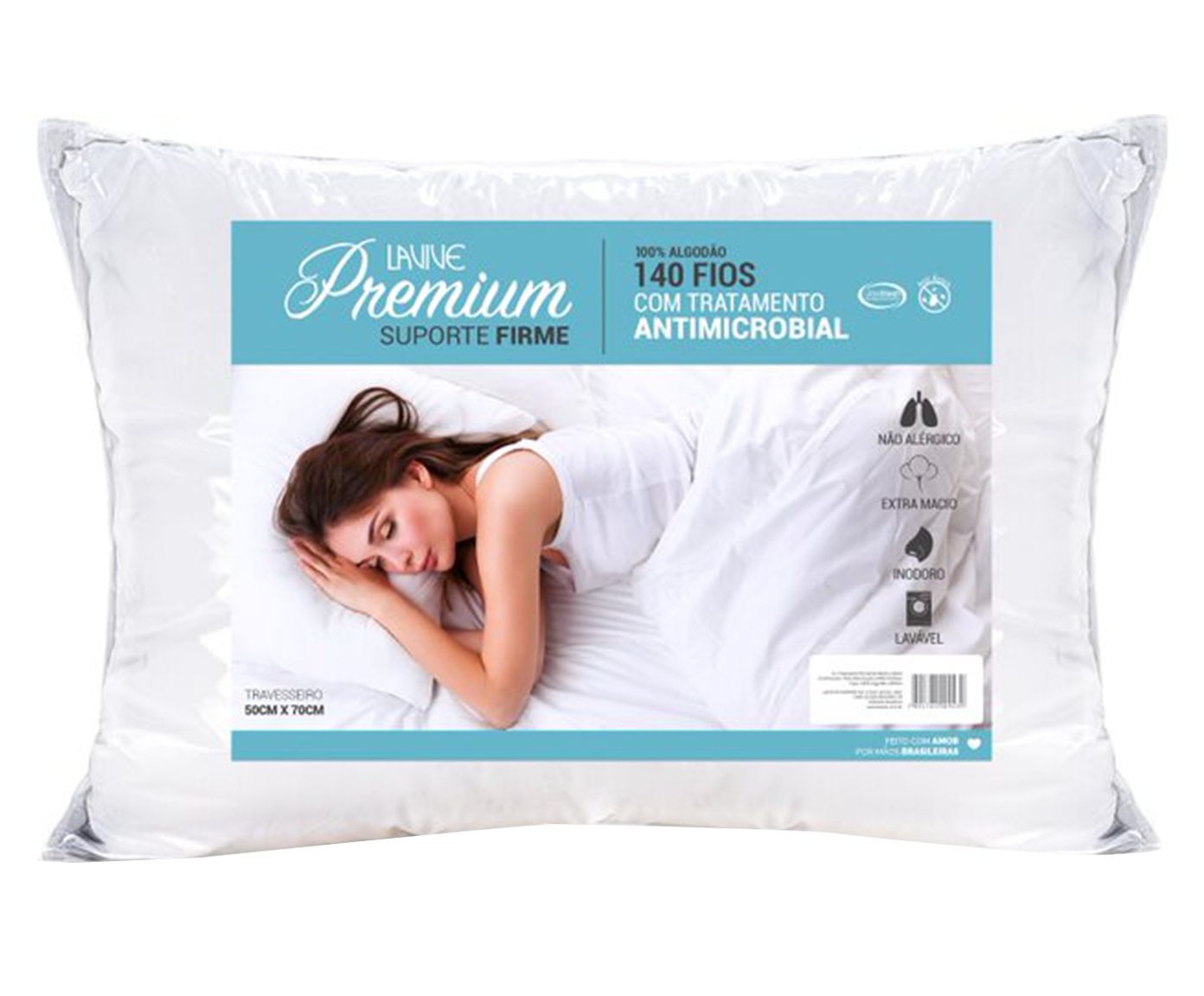Travesseiro de Algod&atilde;o Premium Firme - Branco - image 0
