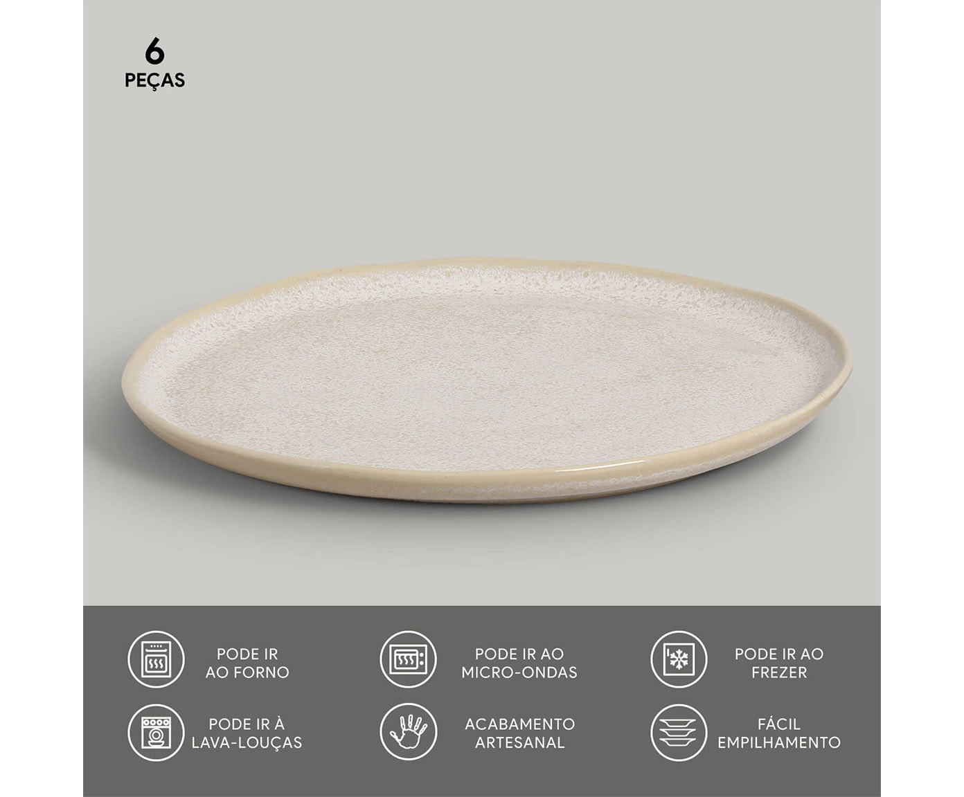 Jogo de Pratos Raso Bio Latte Cru image number 5