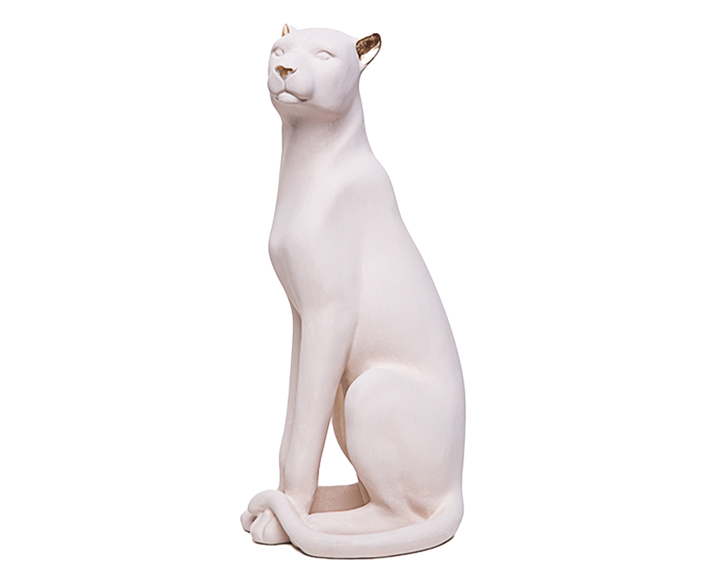 Escultura Leopardo Sentado Creme - image 0