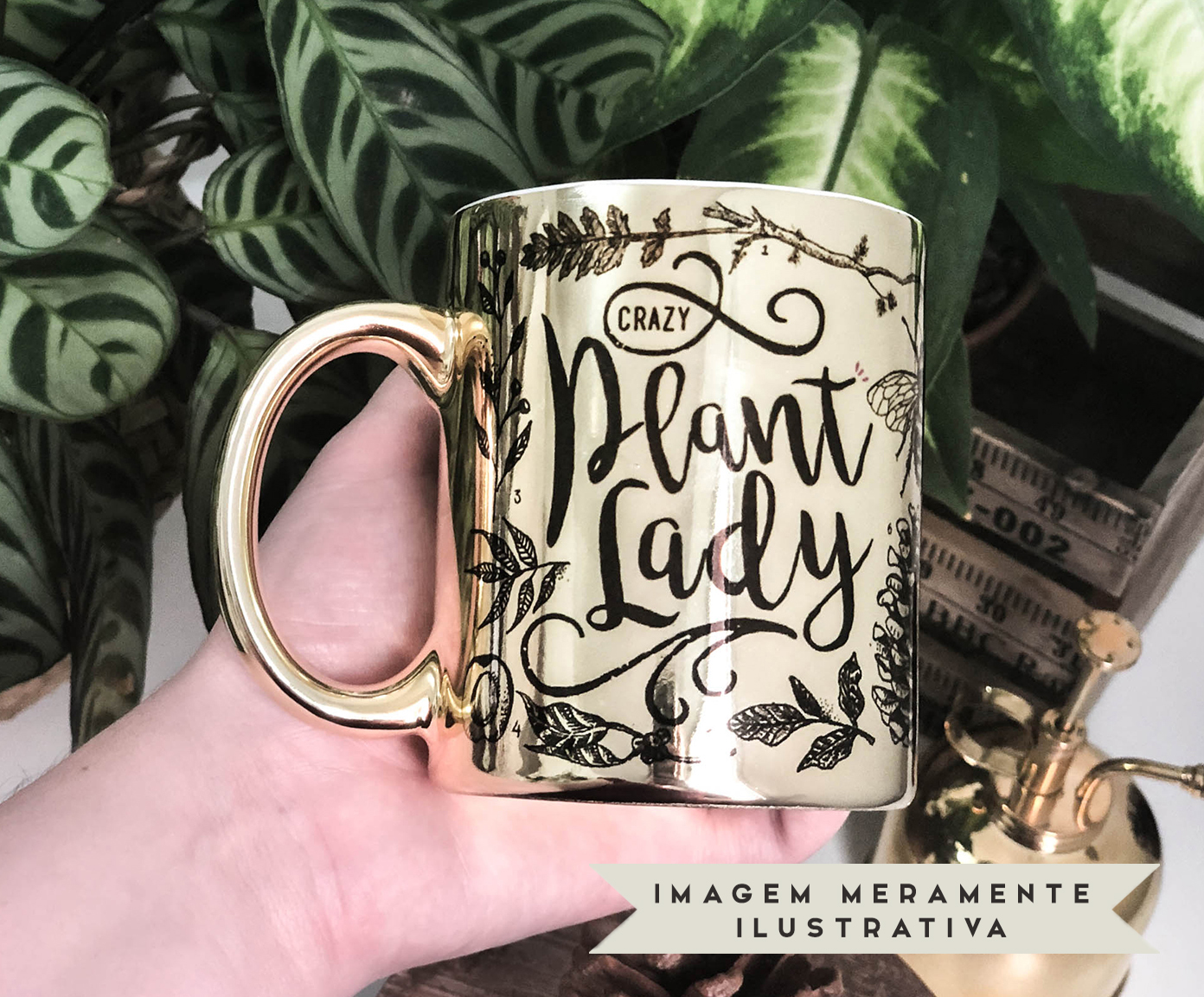 Caneca Crazy Plant Lady Dourada image number 8