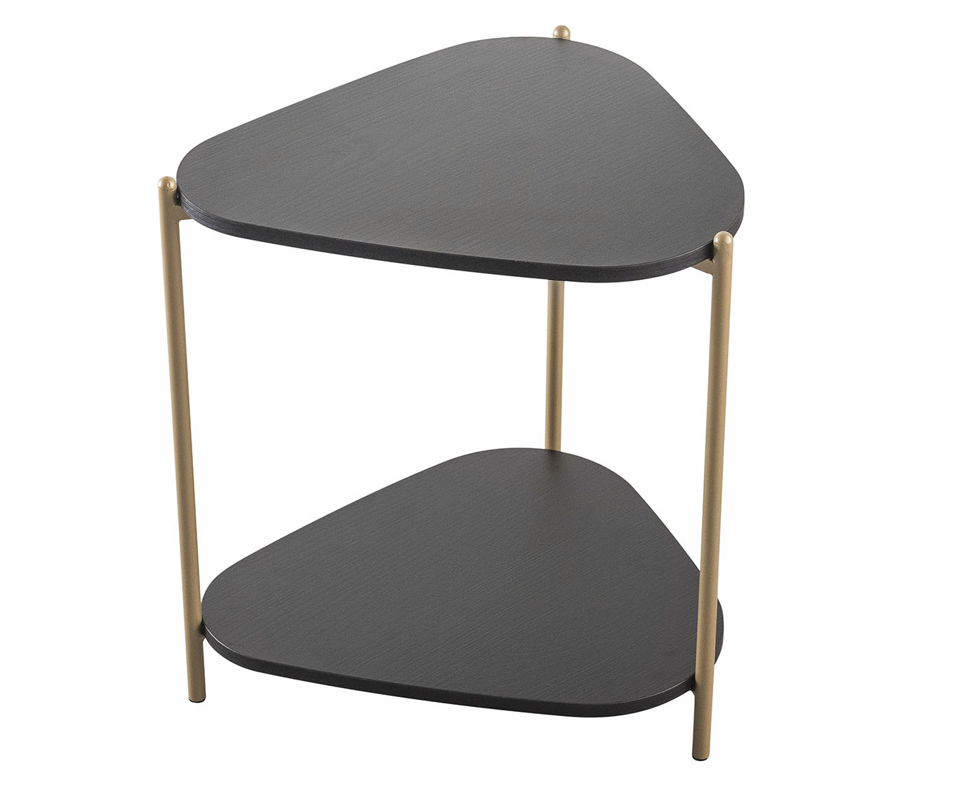 Mesa Lateral Com Prateleira Org&acirc;nica Nero e Dourado - image 1