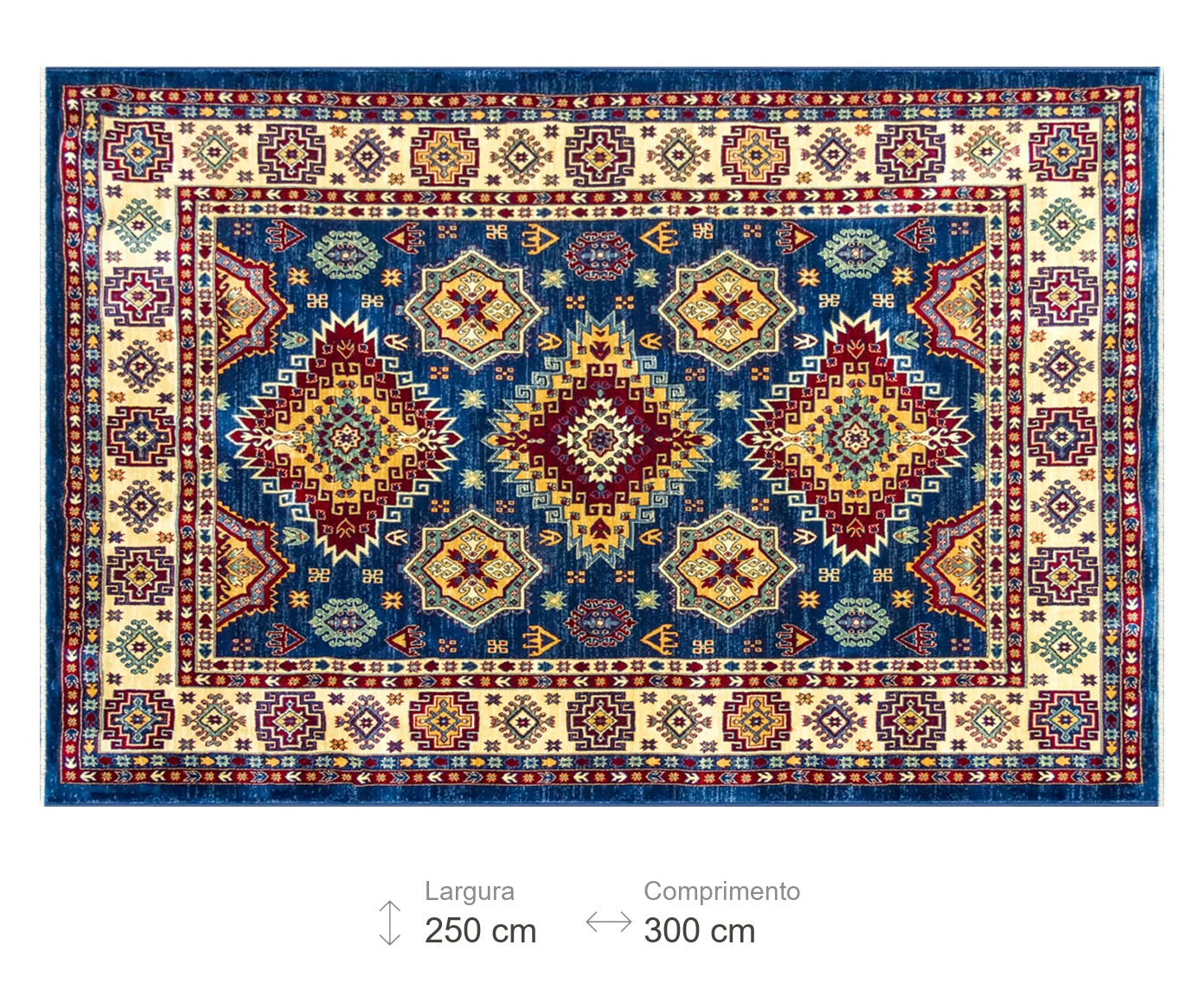 Tapete Cl&aacute;ssico Turco Kasakh Naava - Azul image number 10