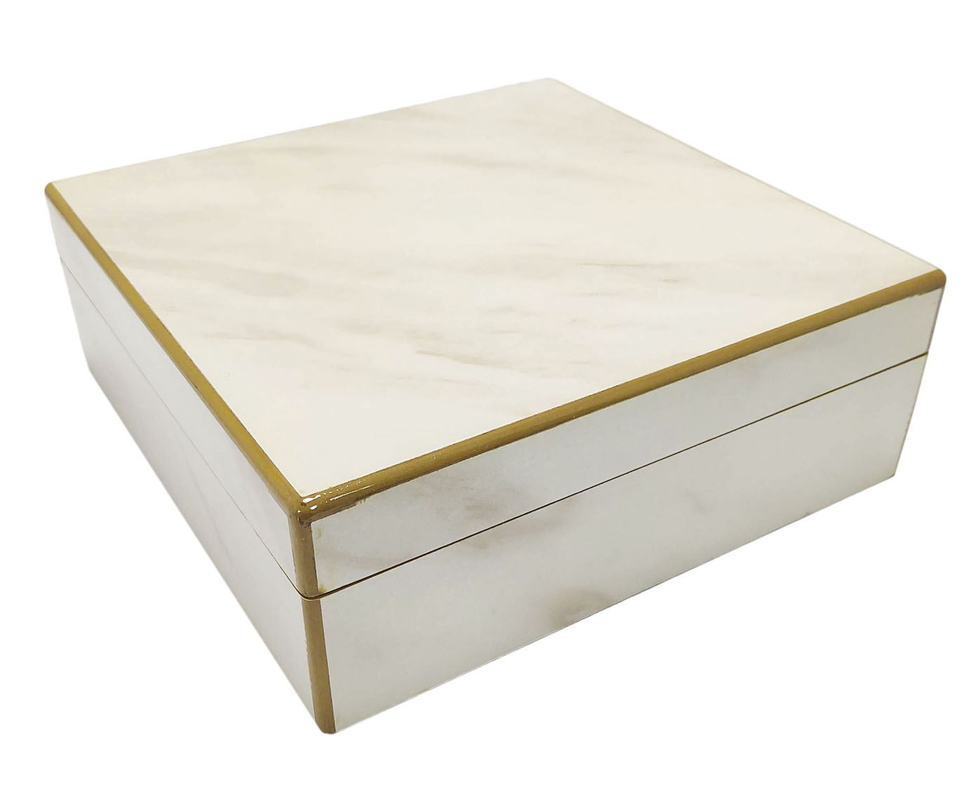 58414 - CAIXA DECOR EM MADEIRA MARM. BRANCO - G image number 0