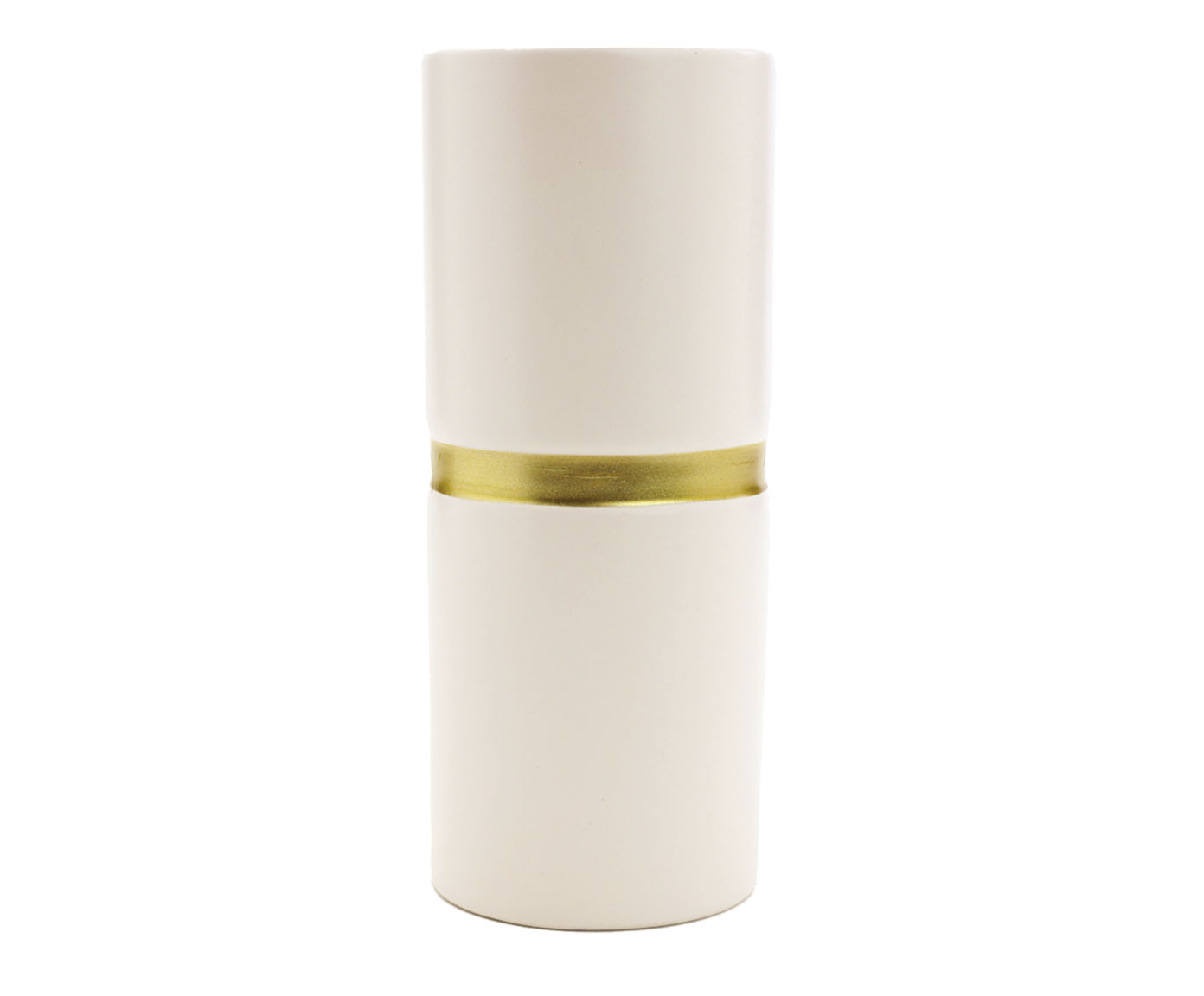 Vaso de Cer&acirc;mica Filete Branco e Dourado I - image 0