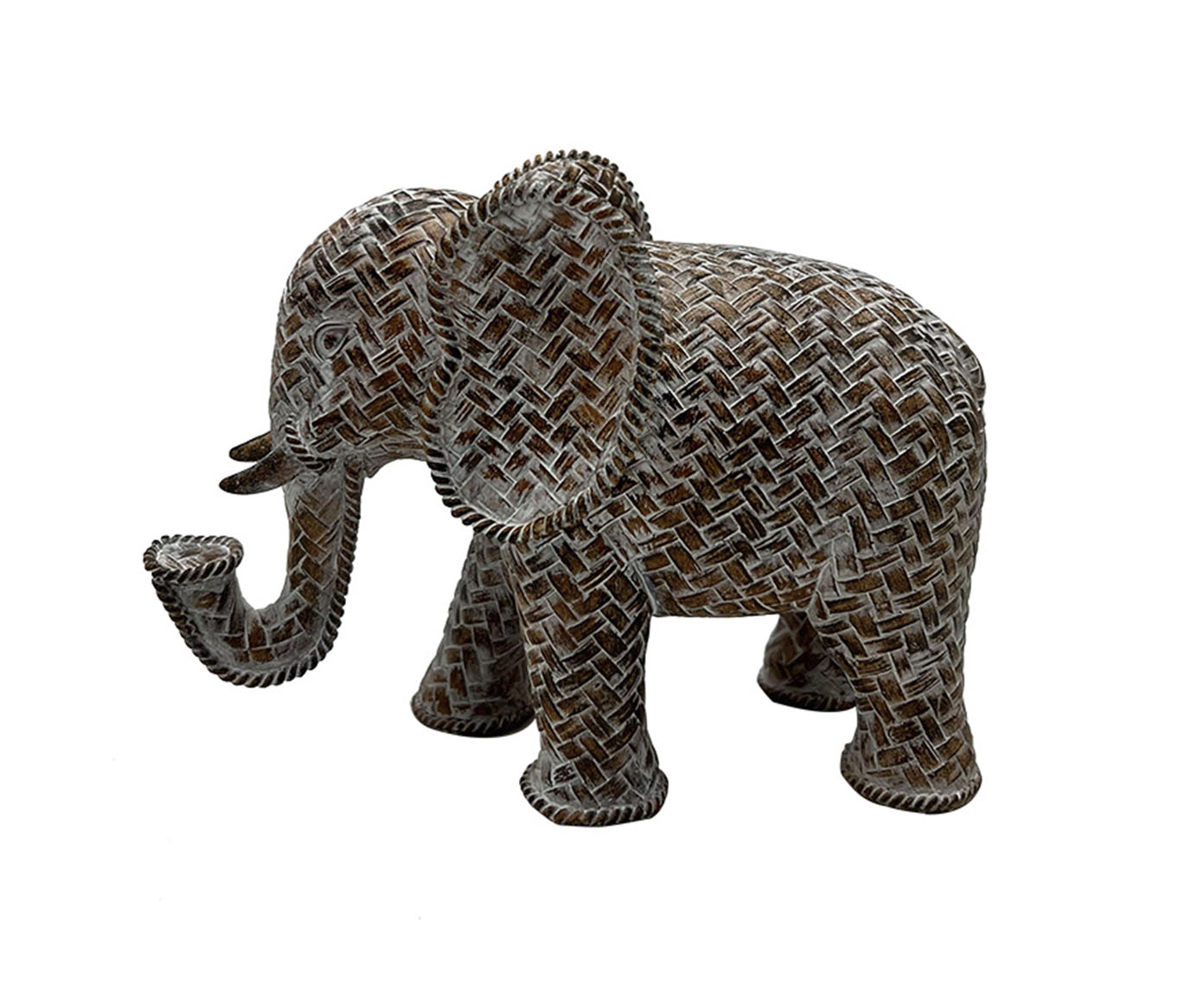 Elefante Decorativo Savanna Marrrom e Branco image number 0