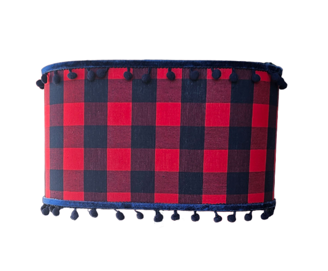 C&uacute;pula Pantalha Oval Xadrez Vermelho e Azul - image 0