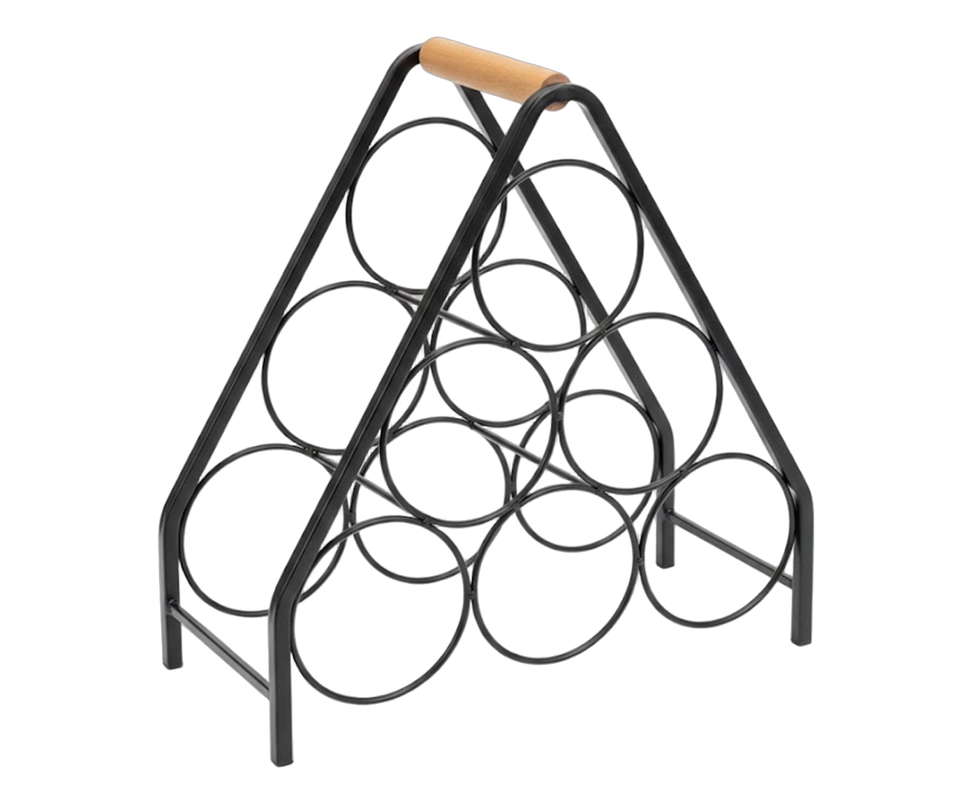 Suporte para 6 garrafas de vinho em metal preto image number 0