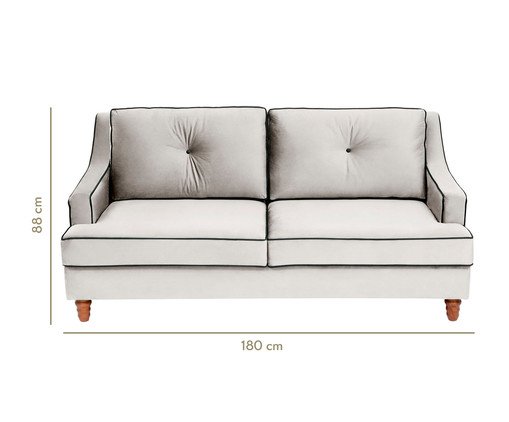 Sof&aacute; Windsor em Veludo - Cru com Vivo Preto image number 13