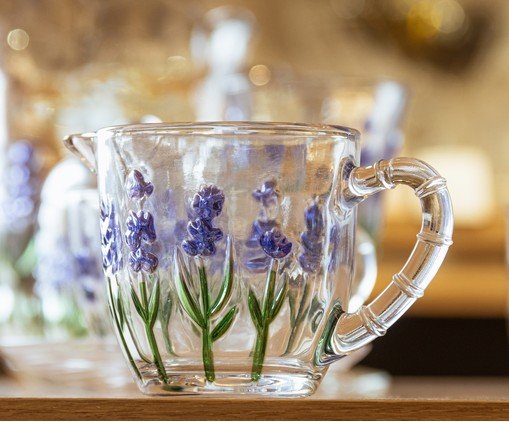 Leiteira Lavanda Hand Paintng Transparente e Florido image number 2