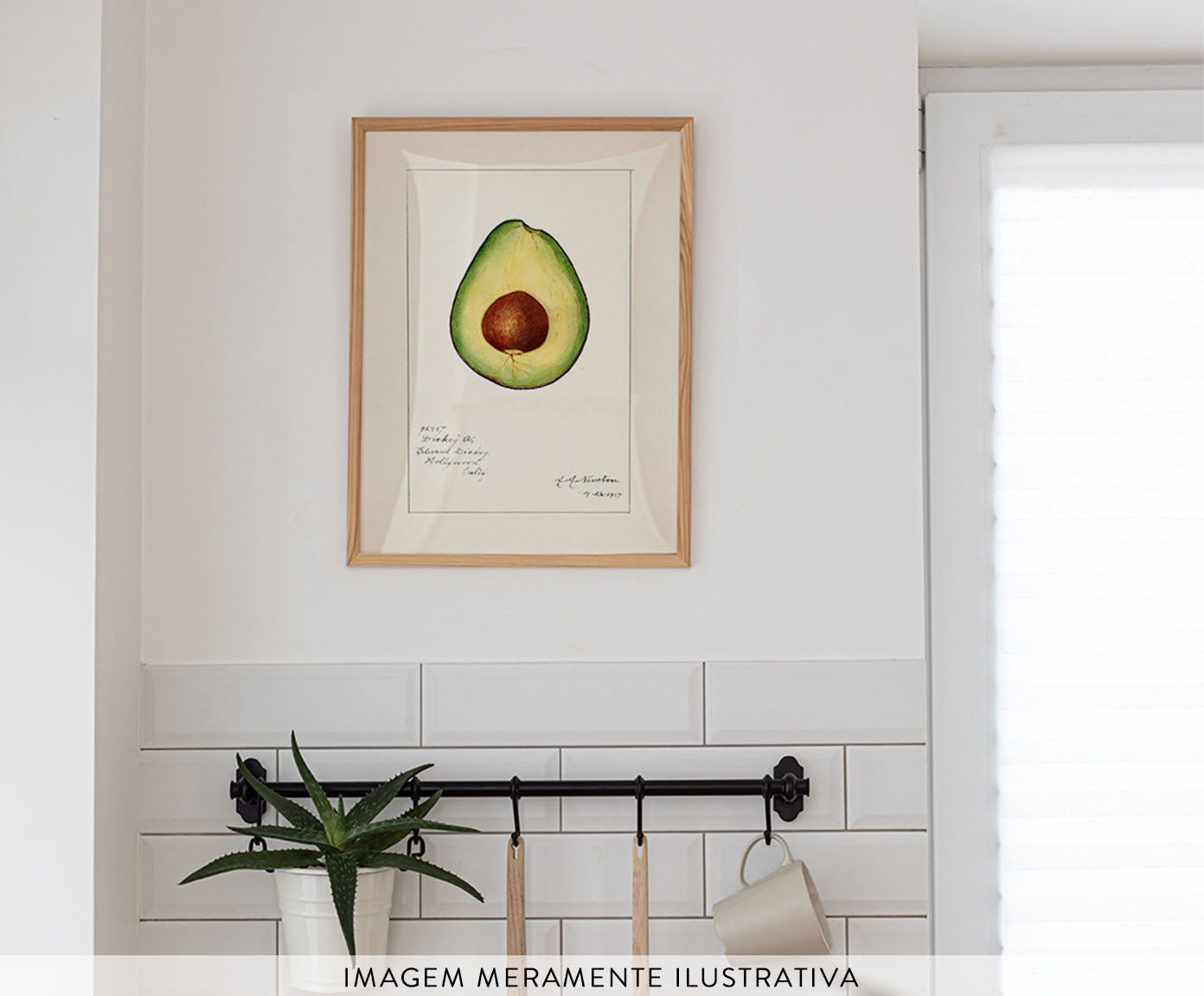 Quadro Avocado Vintage com Moldura em Madeira image number 2