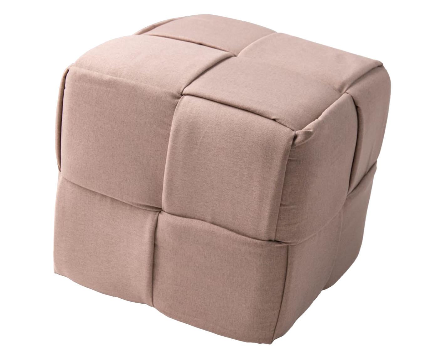 Pufe em Linho Cubo Tran&ccedil;ado Bege image number 2