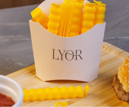 Jogo de Prendedores com Suporte French Fries Bege e Amarelo image number 3