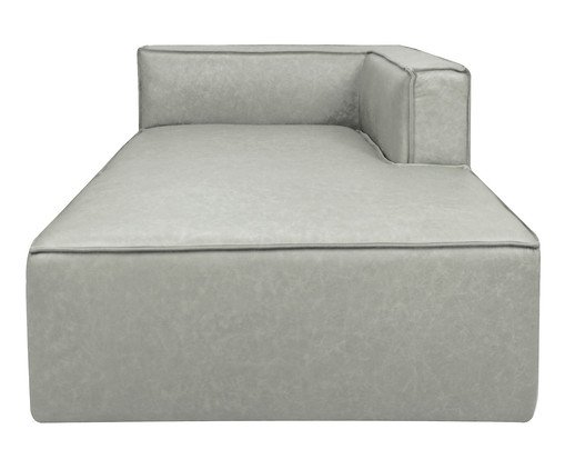 Sof&aacute; M&oacute;dulo Chaise Mensa em Couro Cinza - image 0