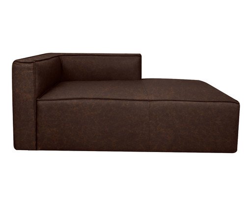 Sof&aacute; M&oacute;dulo Chaise Mensa em Couro Marrom image number 2