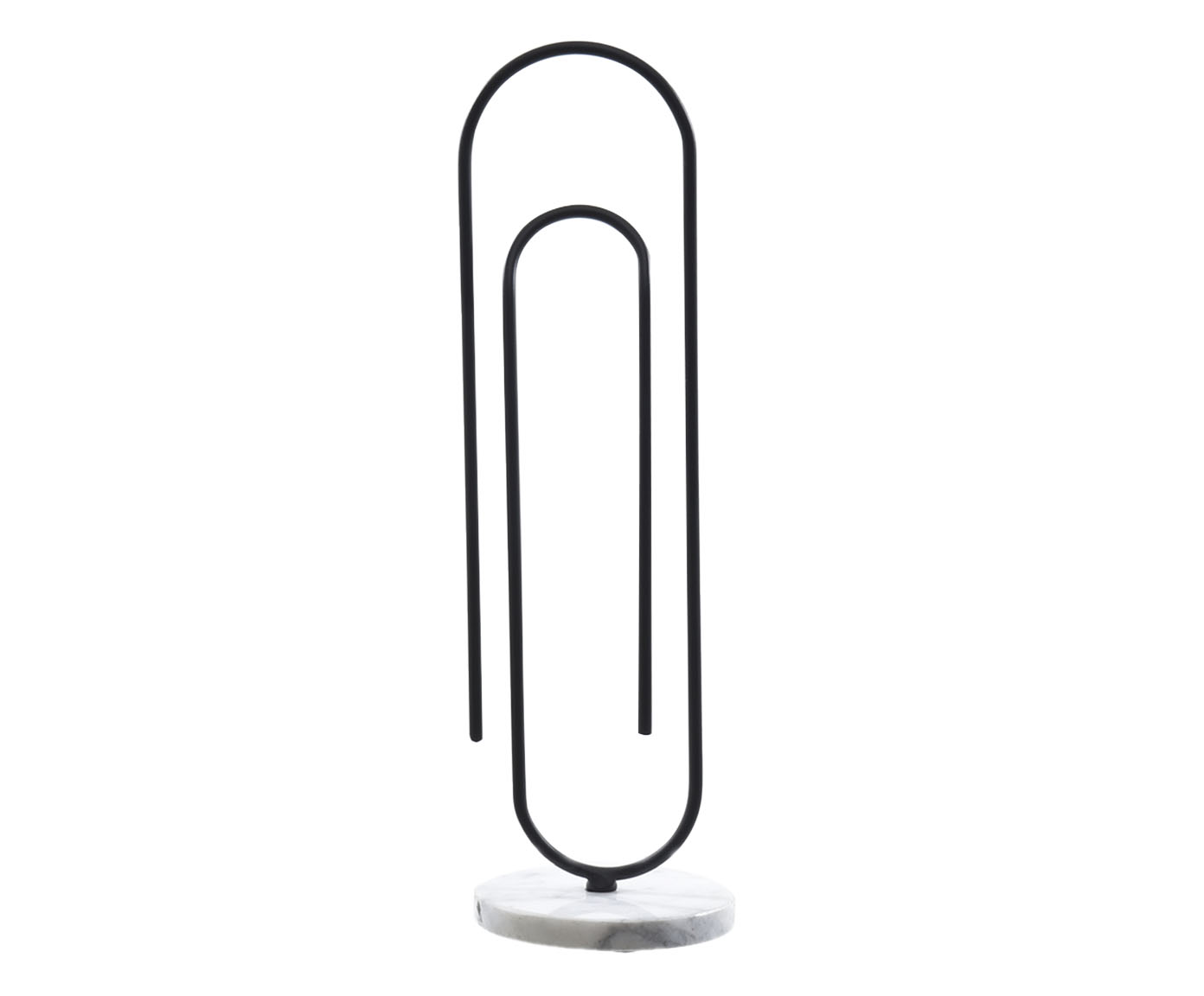 Escultura Clips Preto na Base Marmorizada image number 0
