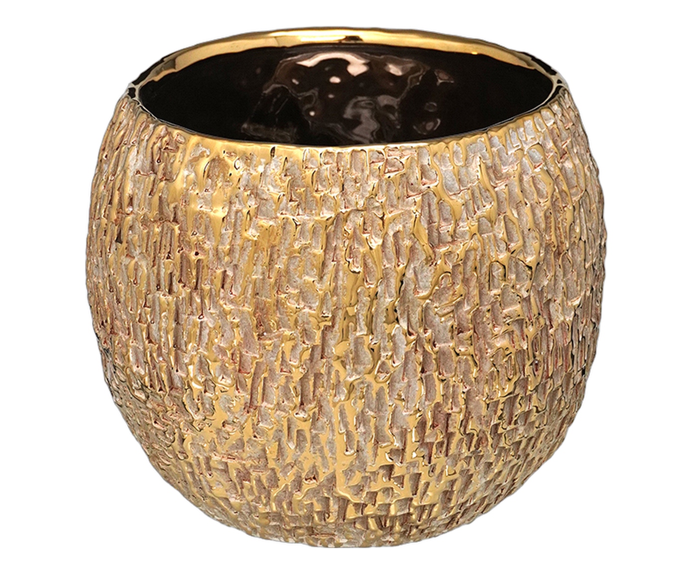 Cachepot Decorativo Silvara Branco e Dourado image number 0