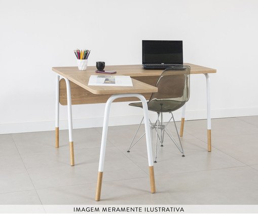 Mesa Escrivaninha Esta&ccedil;&atilde;o De Trabalho Em L Flexus - Hanover e Branco image number 4