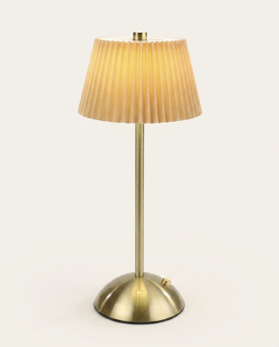 Lumin&aacute;ria de Mesa Moho Dourado e Bege image number 0