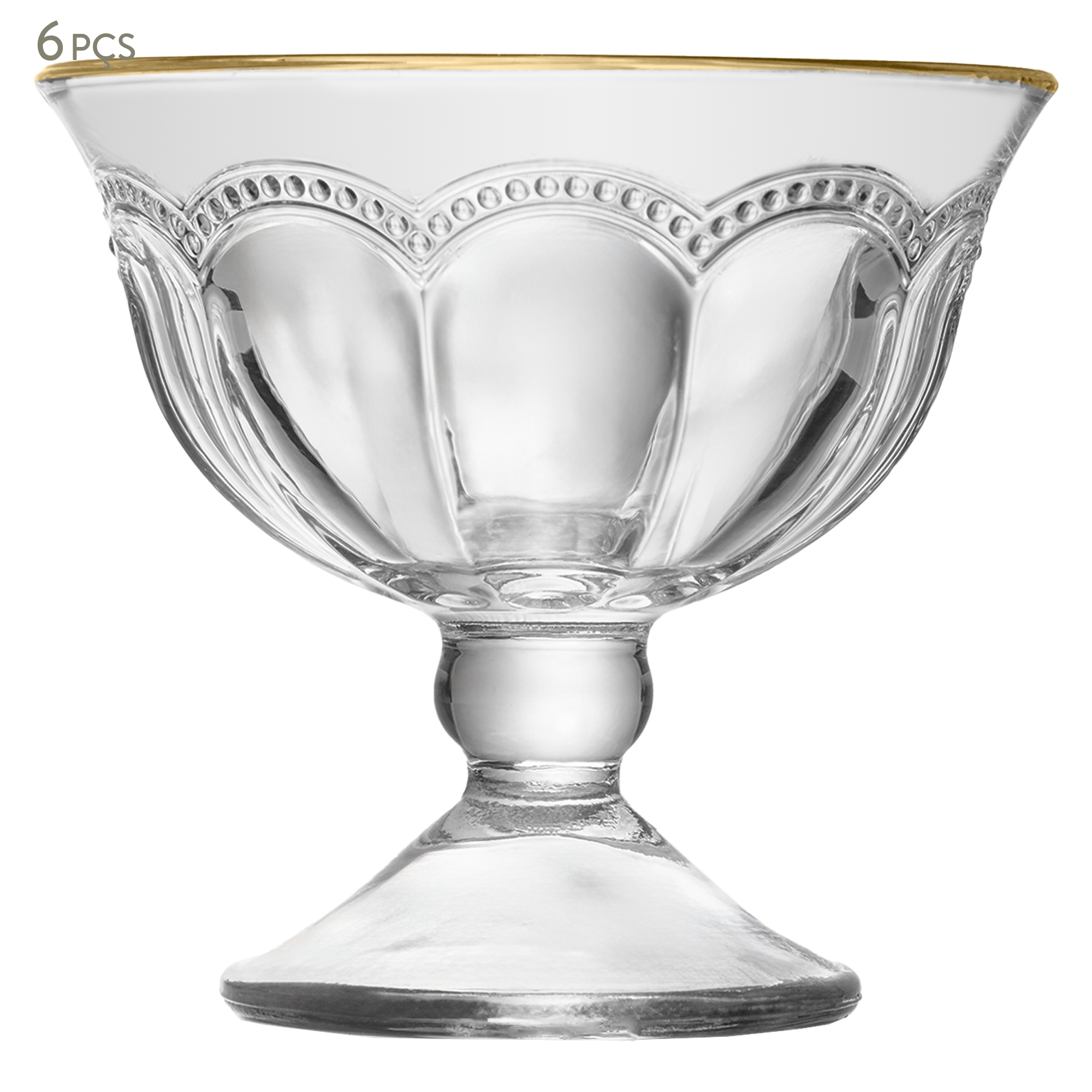 Jogo de Ta&ccedil;as para Sobremesa Belle Epoque Fio Dourado image number 0