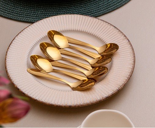 Jogo de Colheres para Caf&eacute; Gastro Dourado image number 4