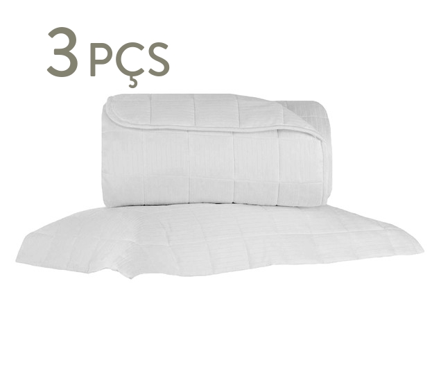 Jogo de Cobre-Leito Acetinado Damask Stripes Branco 300 Fios image number 2