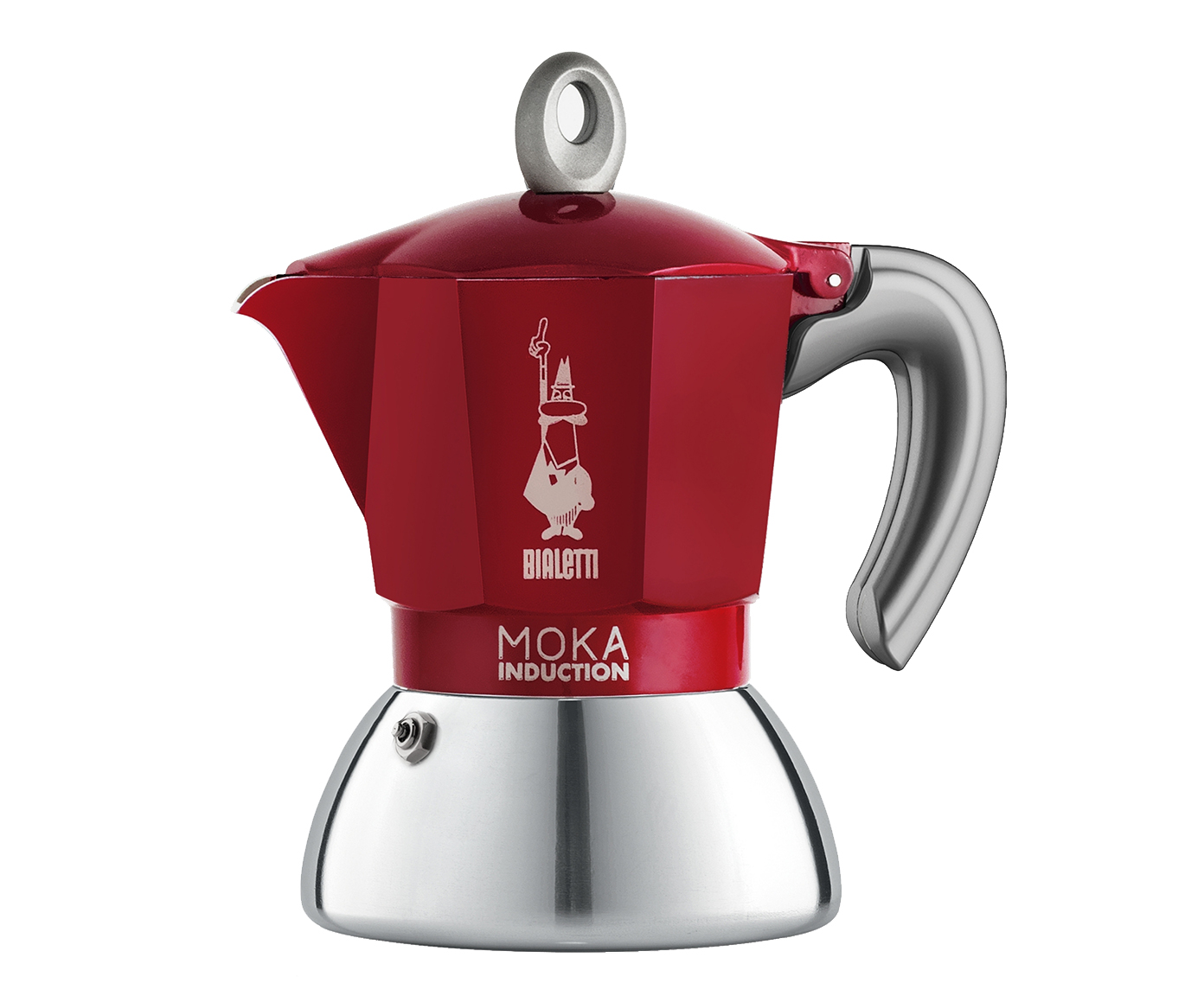 Cafeteira Italiana em Inox Moka Induction Vermelha - image 0