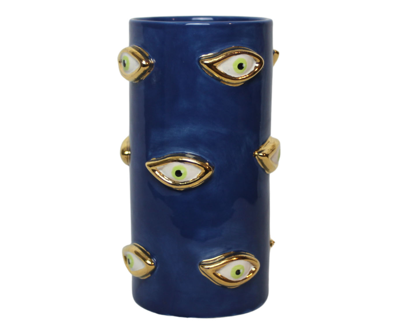 Vaso Eye Azul Jeans com Dourado image number 0