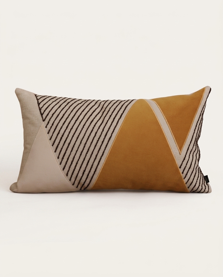 Almofada Boho em Linho Off White Bordado Caramelo image number 3