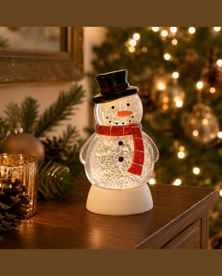 Globo de Neve Natalino Boneco de Neve Cartola - image 1