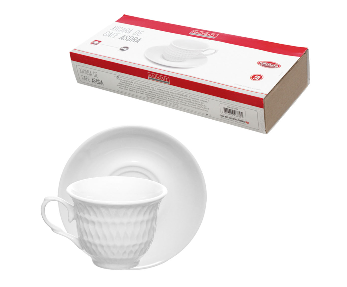 Jogo de X&iacute;cara para Caf&eacute; Asdra em Porcelana Branca image number 2