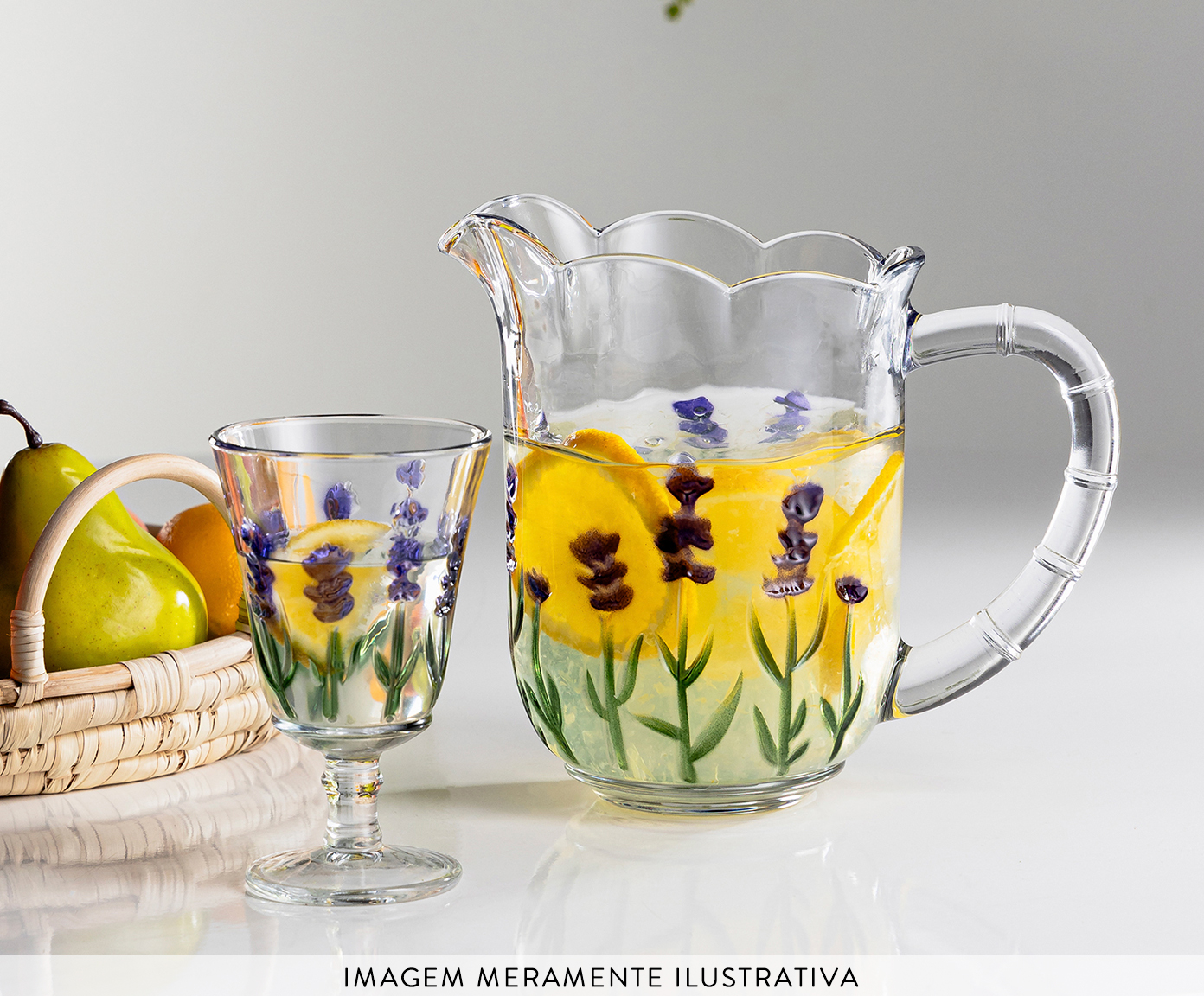 Ta&ccedil;a para &Aacute;gua Lavanda Hand Painting image number 3