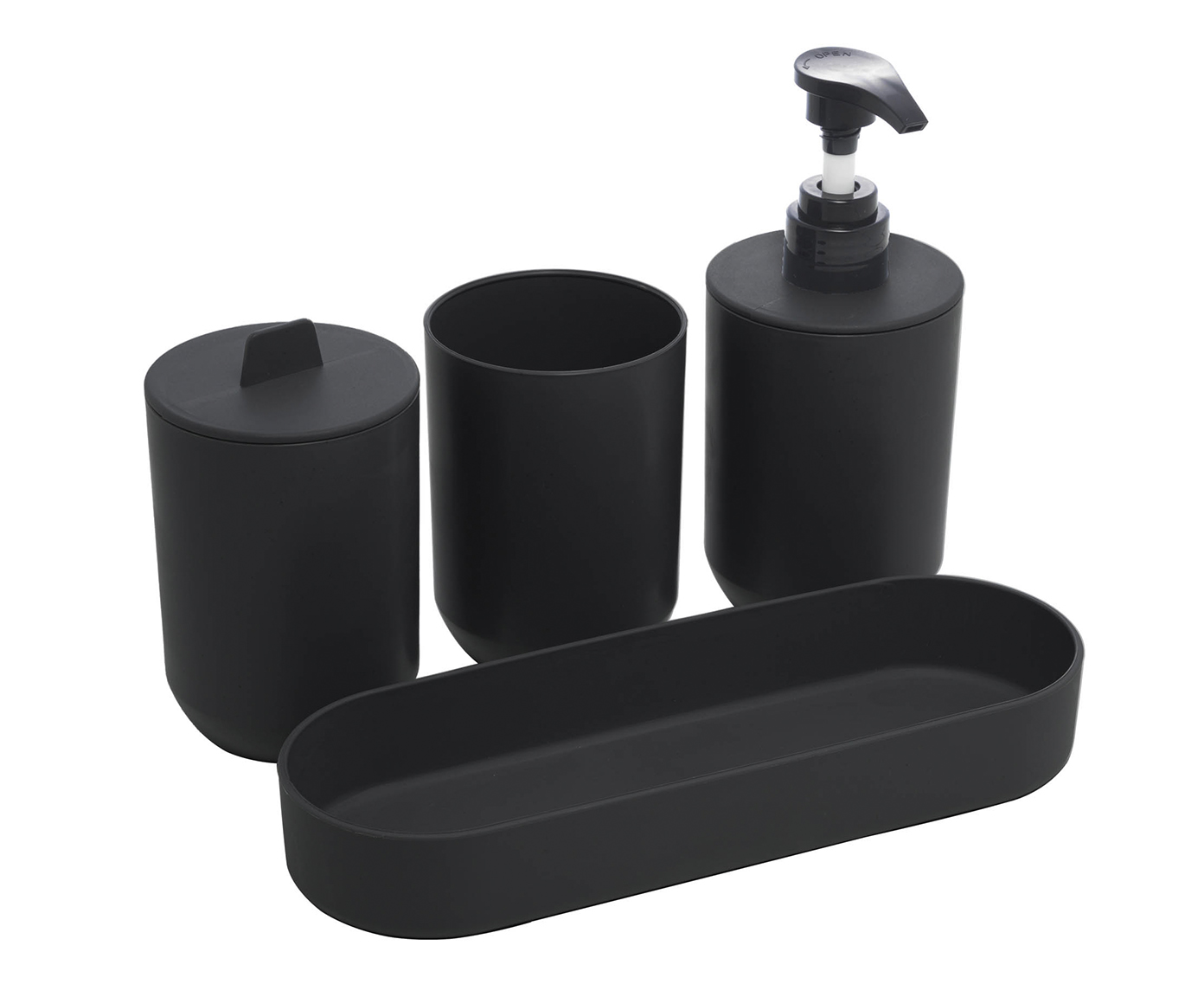 Jogo para Banheiro de Pl&aacute;stico Lyor Preto - image 1