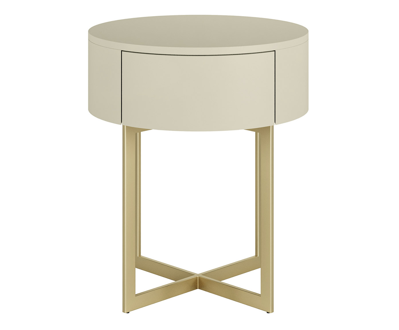 Mesa de Cabeceira Redonda Pecci Frap&ecirc; e Dourado - image 0
