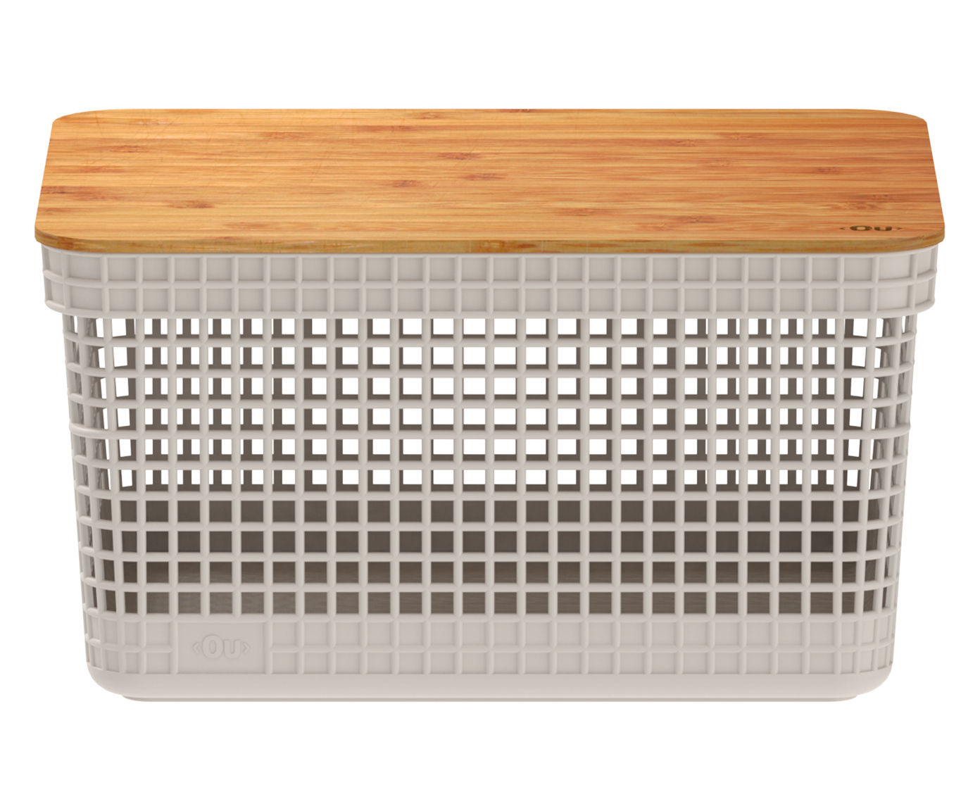 Cesto com Tampa em Bambu Grid Creme - image 0