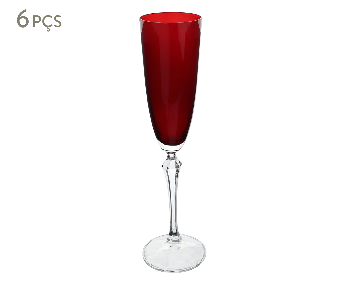 Jogo de Ta&ccedil;as para Champanhe em Cristal Elizabeth Vermelho image number 0