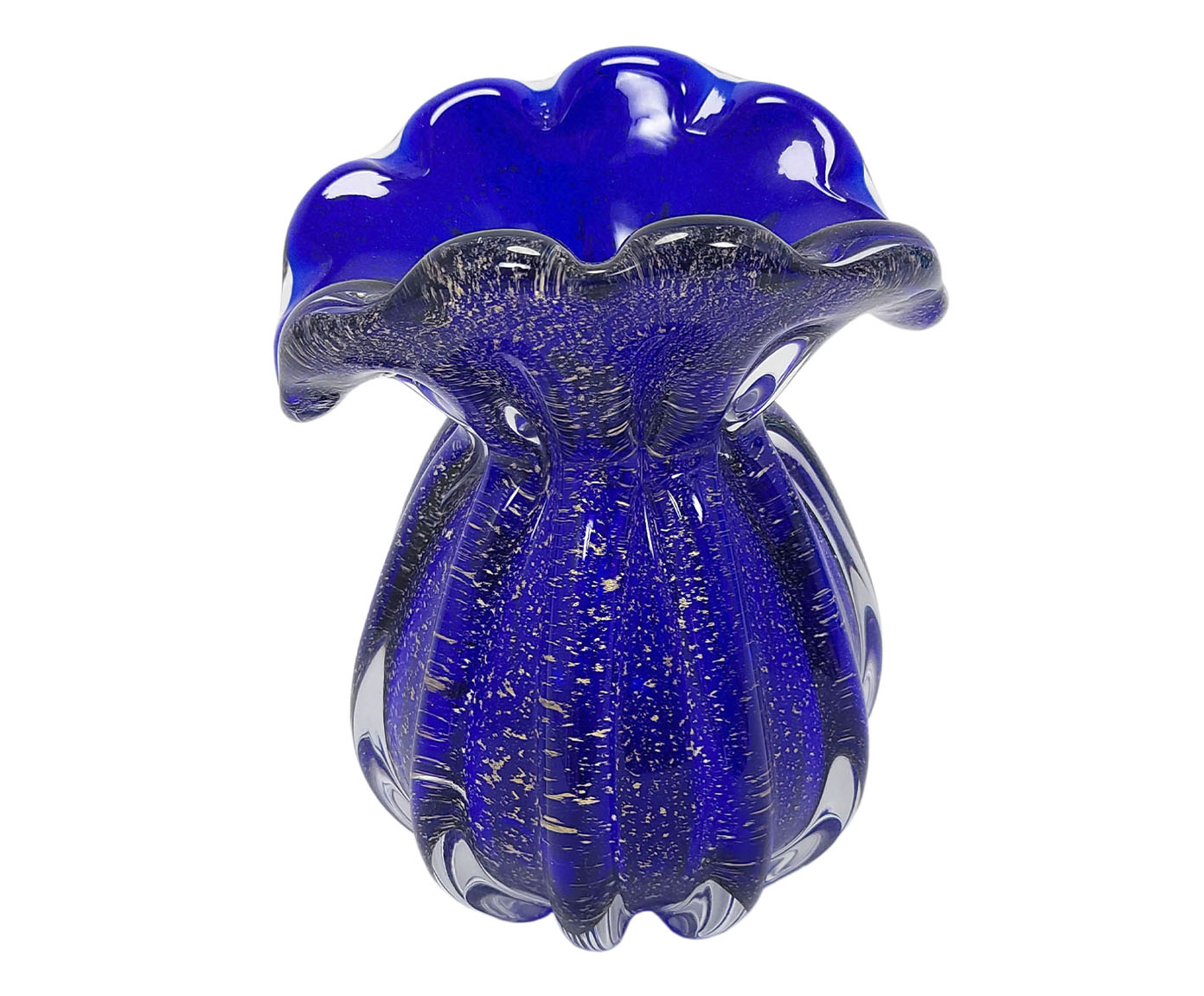 Vaso Carly Azul com Dourado image number 0