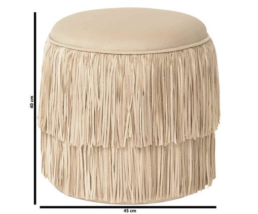 Pufe Cabaret Double com Franjas Off White image number 3